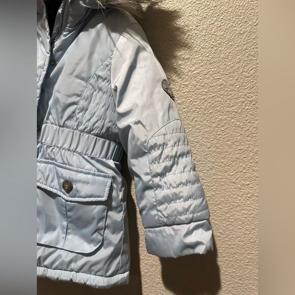 NWOT Jessica Simpson Baby Blue Pufder Jacket w/ Fauk Fur Hood Size 3T - Picture 2 of 13